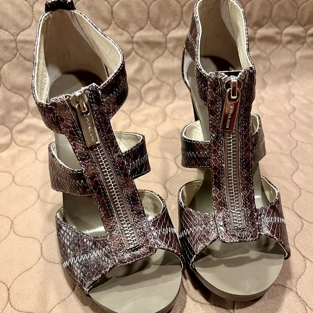 Michael Kors faux snakeskin zipper 4” heels